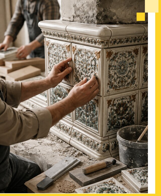 Изразцовые камины под ключ в Фрязине: проект и монтаж