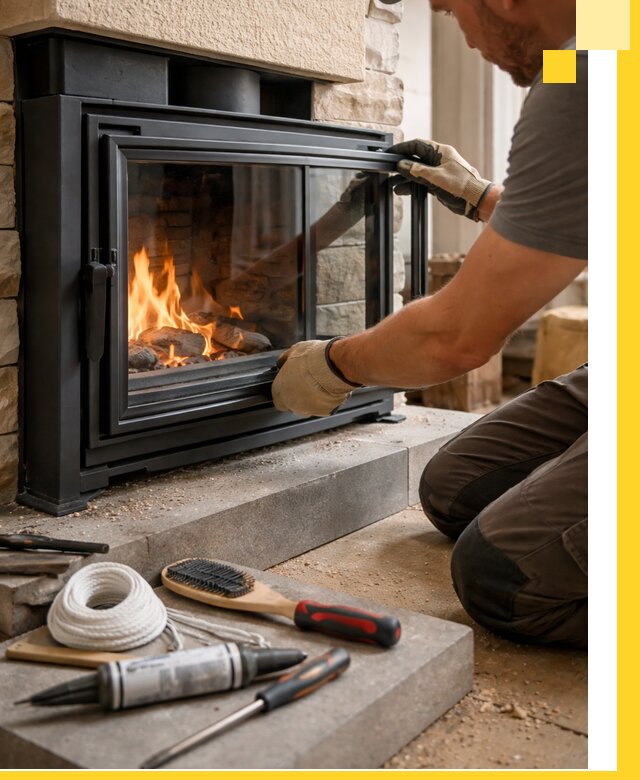 Производство, монтаж и доставка каминов со стеклом в Фрязине