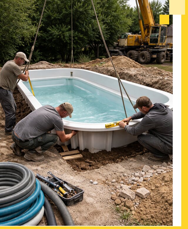 Установка и монтаж композитных бассейнов под ключ в Фрязине