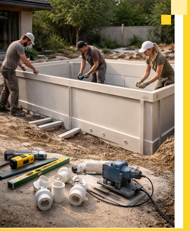 Установка полипропиленовых бассейнов под ключ в Фрязине