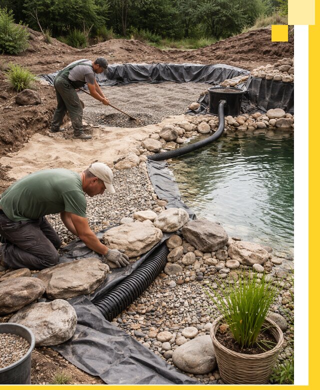 Строительство природных бассейнов и озер в Фрязине под ключ