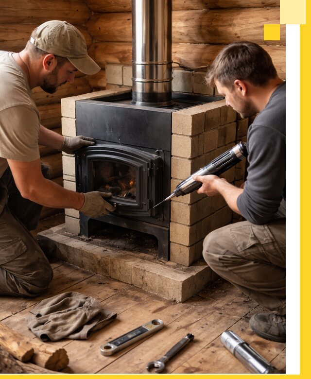 Монтаж и установка печи в бане под ключ с гарантией в Фрязине