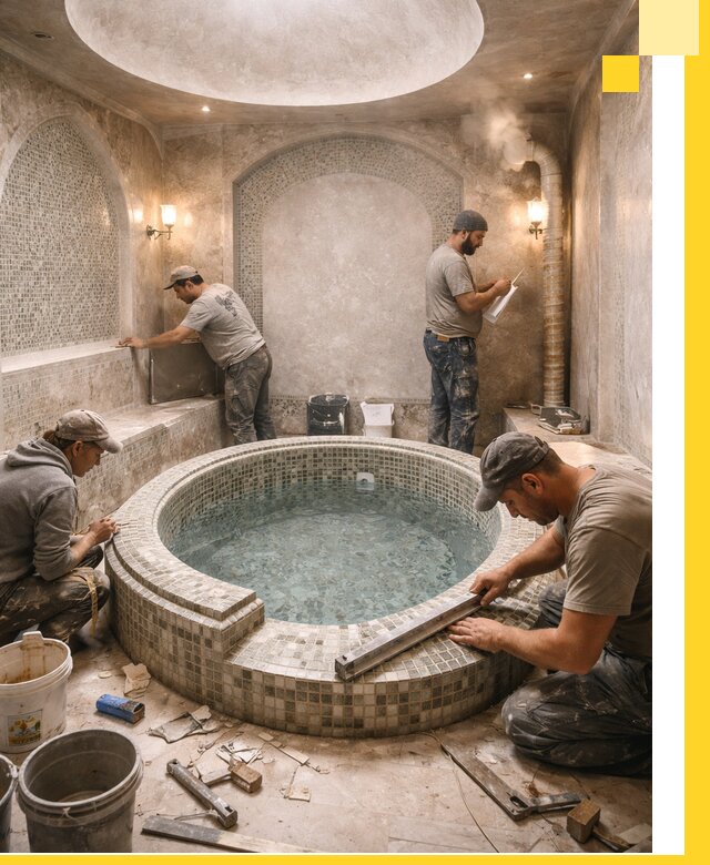 Профессиональное строительство хамама с бассейном в Фрязине под ключ