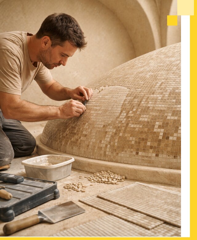 Профессиональная укладка мозаики для хамама под ключ в Фрязине