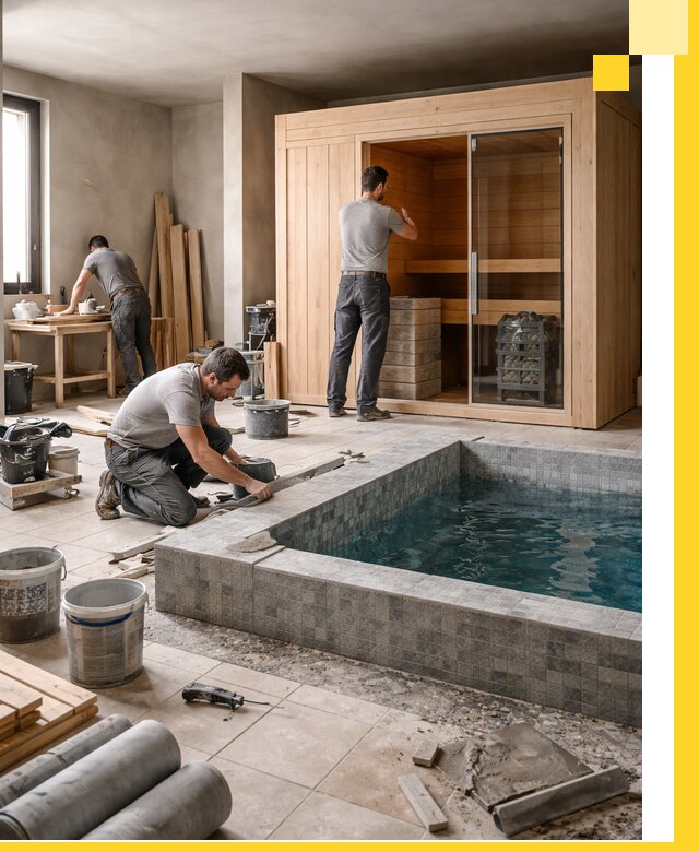 SPA зоны под ключ с бассейном сауной и печью в Фрязине